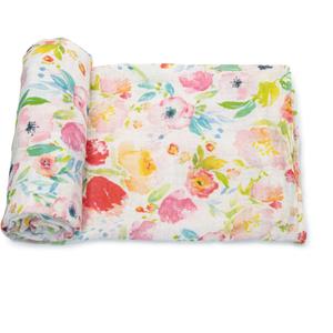Baby Swaddle Blanket - 100% Muslin Cotton Unisex Soft Swaddle Wrap for Baby Boys or Girl - Neutral Newborn Receiving Blankets - Nursery Swaddling Babies - 47 x 47 (Watercolor Floral)