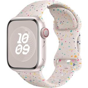 Sport Bands for Apple Watch Band 40mm 41mm 38mm 44mm 45mm 46mm 42mm iWatch Bands for Women Kids Men,Cute Recycled Plastic Silicone Strap for Apple Watch Series 11 10 9 8 7 6 5 4 3 SE 3/2nd Ultra 49mm (Starlight)