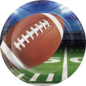 16pcs Creative Converting Football Party Dinner Plates Brown