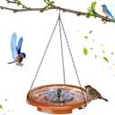 AISITIN Hanging Bird Bath Set with Solar Fountain, Hanging Solar Powered Water Fountain Outdoor 15" Bird Bath Bowl with Three Steps for Bird Bath, Feeder, Drinking, Garden, Patio Lawn and Backyard