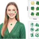 3 x St Patricks Day Sparkly Earrings & 12 patterns Glitter St. Patrick's Day TattoosShamrock Holiday ElementsGreen Gift Bag Shamrock Dangle for Women, Accessories Good Luck Tattoos Hoop