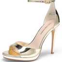 DREAM PAIRS Women’s Single Strap Stiletto Heels, 9.5, NUDE