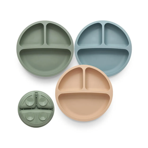 Toddler Plates 3 Pack, Divided Suction Plates for Baby, 100% Food Grade Silicone Baby Plates, Non-Slip, Baby Led Weaning Supplies, Microwave & Dishwasher Safe