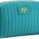 Monogrammed Make Up Bags for Women,Personalized Cosmetic Bags Women,Small Quilted Makeup Pouch,Cute Makeup Bag Travel,Birthday Gifts for Teen Girl (Blue P)