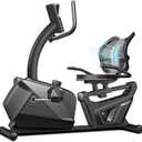 CURSOR FITNESS Recumbent Exercise Bike, Quiet Recumbent Stationary Bike for Adults & Seniors, Magnetic Stationary Bike with 16-Level Resistance, Supports 350LB, Heart Rate Handle & LCD Display, CBR80