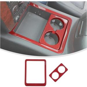 Linskip Non-Covered Center Console Cup Holder Trim Compatible with 2007-2013 Chevy Avalanche Silverado Suburban Tahoe & GMC Yukon/Sierra, Cup Holder Trim, Interior Accessories Red Carbon Fiber