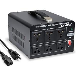 LVYUAN 5000 Watt Voltage Converter Transformer Heavy Duty Step Up/Down AC 110V/120V/220V/240V Power Converter with 3 US Outlets, 3 Universal Outlets, Resettable Circuit Breaker Protection