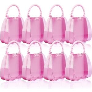 Nsmykhg Plastic Box Set, 8 Small Clear Plastic Containers - Mini Storage Box for Beads, Crafts, Jewelry & Small Items (Pink Handle)