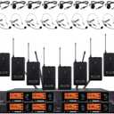 Wireless Microphone System Pro Audio 8 Channel UHF 8 Lavalier Bodypacks 8 Lapel Mic 8 Headsets for Karaoke System Meeting Church Speaking Conference Wedding Party Frequency B