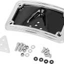 Aluminum Curved Laydown License Plate Mount Bracket w/Frame Fit for Harley 3 Hole Dyna Fat Bob FXDF 1991-2017 Electra Glide FLH 1973-1984 Sportster 1200/883 XL 1973-2023