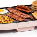 COOK WITH COLOR Electric Griddle 1200W, Nonstick Surface for Pancakes, Burgers, Eggs & More, Removable Temperature Control, Slide-Out Drip Tray, 10" x 16" Cooking Area, Dusty Rose