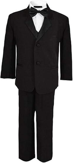 Boys Tuxedo with Vest, Shirt, and Bow Tie – Black or White
 Size 10
