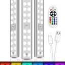 Under Cabinet Lights, Wireless Rechargeable LED RGB Under Counter Lights Bar 3 Packs 48 LED 15 Color Temps Dimmable with Remote Shelf Kitchen Closet Bedroom Lights