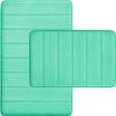 Bathroom Rugs Set 2 Piece Memory Foam Bath Rugs Non-Slip Bath Mat,Washable Room Mats,Absorbent Shaggy Rugs Super Soft Kitchen Mats, Batroom Carpets for Bathroom,Tub,Shower Home DecorTeal
