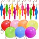 48pcs Punch Balloons, Punching Balloon Party Favors for Kids, Neon Bounce Balloons with Rubber Band for Carnival, Fun, Gift Bag Party Favors