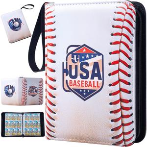 Baseball Card Binder,9 Pocket Sports Card Binder with 50 Removable Sleeves Can Hold 900 Cards,3-Ring Zipper Baseball Card Album for Standard Size Cards,Game Cards, Sports Cards 2024