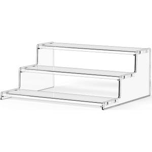 Yieach 3 Tier Acrylic Display Risers,12 Inch Clear Perfume Organizer,Food Cupcake Tier Stand for Party,Acrylic Tiered Display Stand Shelves for Funko Pop,Figure,Cologne,Collectibles,Spice,Perfume Rack