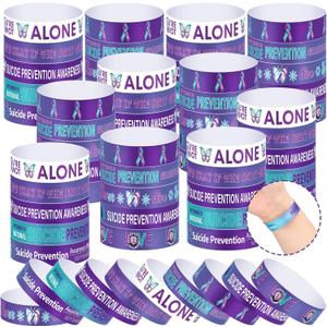 Kenning 1200 Pcs Suicide Prevention Awareness Bracelets Bulk Purple Teal Ribbon Inspirational Motivational Paper Wristbands for Events Suicide Awareness Items Favor Charity Campaign Supplies Gifts