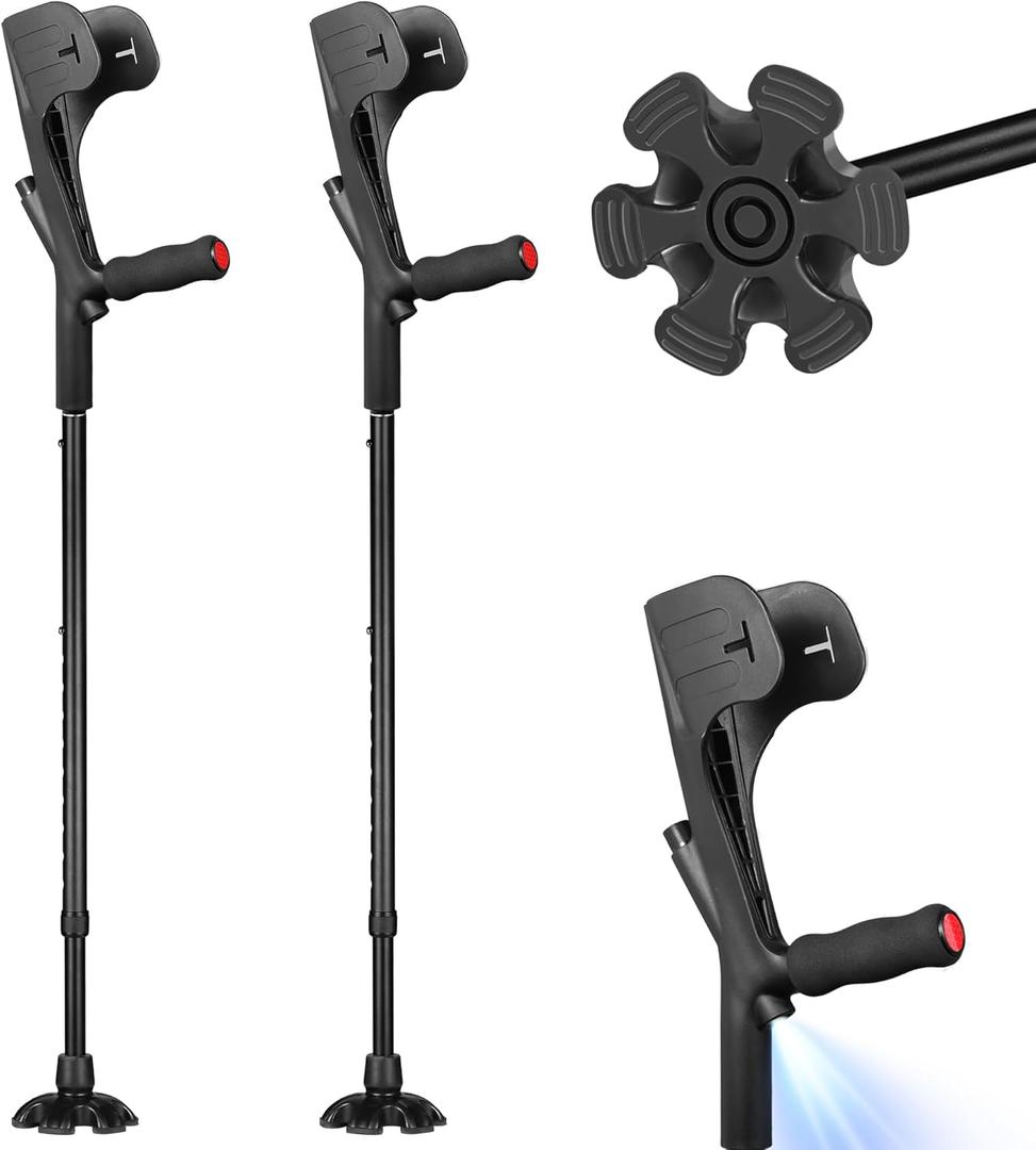 LIXIANG Forearm Crutches for Adults 5ft 6 Feet 350 Lbs Black, 2PCS