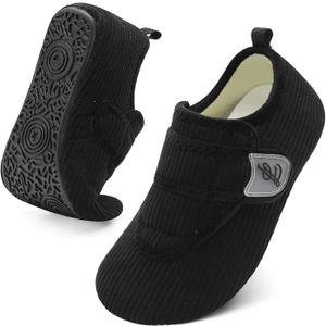 LeIsfIt Slippers for Women Men Soft House Slippers Wide Barefoot House Shoes Non-slip Slip on Slipper Shoes Comfy Adjustable for Home Bedroom Travel Yoga 40-41, Black