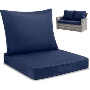 MAGIC ELEPHANT Outdoor Cushions for Patio Furniture, Water-Repellent 24x24 Inch Replacement Cushions, Deep Seat and Back Cushion for Chair Sofa Couch (Blue)