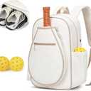 KAVIGOR Pickleball Bag, Quilted Pickleball Backpack with Shoe Compartment & Waterproof Pocket, Pickle Ball Paddle Bag Fits 2 to 4 Paddles for Women and Men (Beige)