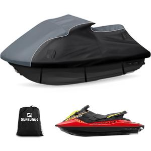 QUNSUNUS Jet Ski Cover for Yamaha EX Deluxe/EX Sport 2017-2025 and EXR 2017-2021, Waterproof All Weather Waverunner Cover with Straps and Zipper for Wind, Sun Protection