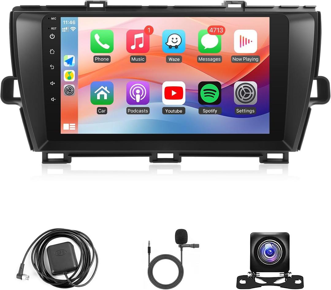 2+32GB Car Radio for Toyota Prius 2010 2011 2012 2013 2014 2015, KuTaiTai 9-inch Car Stereo Support Wireless CarPlay Android Auto Mirrorlink GPS WiFi Bluetooth FM DSP SWC