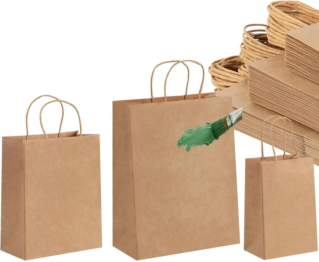 GetFeeds 150PCS small gift bags, brown gift bags, available in Suitable for gifts, groceries, retail, parties, birthdays, shopping, business use, gifts, crafts, takeout,, Large+Medium+Small