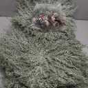 6 Set Christmas Table Placement Including Napkin Ring, 20 Inch Large Artificial Greenery Placemats, Round Cedar Branch Place Mat Christmas Dining Table Decor for Xmas Holiday Party(Powder Snow) (Circle)