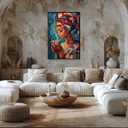 Mpgloquial African Black Woman Wall Art Beauty Lady Dringing Coffee Canvas Painting Posters Trendy Black Girl Prints Poster Inspired Wall Decor Aesthetics for Dorm 16x24inch Black Framed