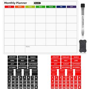 Double-Sided Magnetic Numbers and Months & Dry Erase Calendar Whiteboard,Magnetic Calendar Numbers Month Week Labels Sets for Whiteboard and Refrigerator