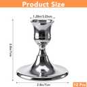 12 Pcs Silver Candle Holders Candlestick Holders, Silver Vintage Candle Taper Holder for Table Centerpiece, Wedding Reception, Festive Christmas Mantel Decoration Home Decor