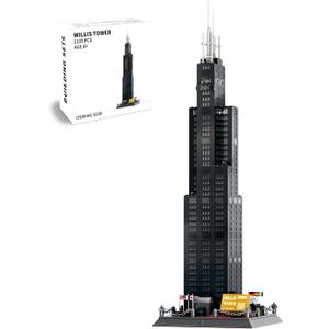 Chicago Willis Tower Model Building Blocks Sets Chicago Skyline Architecture Building Kits Famous Landmark Model Toys Gift for Adults Kids Teens 1241 PCS