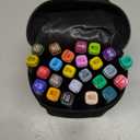 24 Colors Alcohol Markers Set, Dual Tip (Fine & Chisel) Coloring Markers, Permanent Art Drawing Marker for Kids Sketching Adult Coloring with Case and Holders (24 Colors - Black)