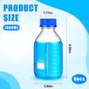 Irenare Media Storage Bottles Borosilicate Storage Glass Scientific Round Graduated Media Bottle with Blue Gl45 Screw Cap for Lab Water Reagent Liquids(1000 ml,8 Pcs)