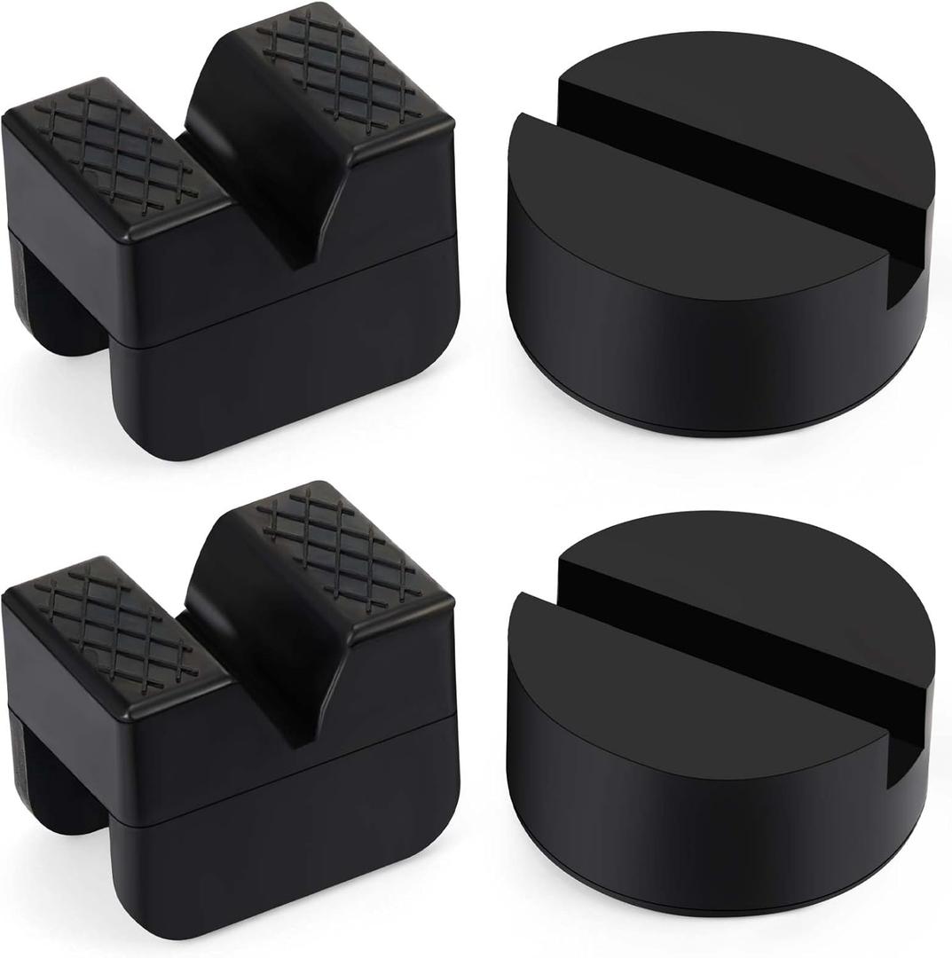 Amylove 4 Pcs 2 Types Jack Stand Pads Adapter Universal Slotted Frame Rail Pinch Welds Protector Rubber Jack Pad for Jack Stand Accessories