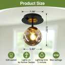 Motion Sensor Light Indoor 1-Light Mini Glass Globe Ceiling Light Fixture Modern Black Semi Flush Mount Light for Hallway Entryway Porch Stairway Closet