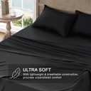 FreshCulture Twin Bed Sheets - Ultra Soft Sheets for Twin Bed - Brushed Microfiber - Deep Pockets - Easy Care - Cooling & Breathable Sheets - Hotel Quality 3 Piece Sheet Set (Black)