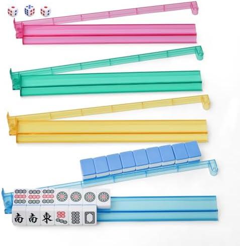 Amazon.com: CHICMOSS Mahjong Racks with Pushers, All-in-One Mahjong Tile Pushers and Racks with 3 Dices, Modern American Tile Set of 4 (4 Colors) : Toys & Games