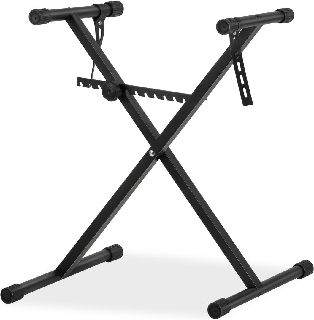 AODSK Single-X Keyboard Stand Adjustable Width & Height,Piano Stand with Locking Straps & Quick Release Mechanism-Adjust height in one second