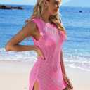 FAIRY SEASON Swimsuit Coverup for Women Knit Crochet Hollow Out Backless Beach Dress 2026 Bikini Cover Up Sleeveless Dresses (Black)