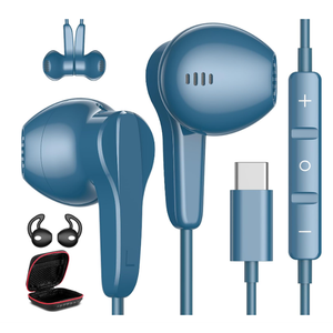 USB C Headphones for iPhone 17 Air 16 15 Pro Max Plus, Type C Earphone with Mic HiFi Stereo Volume Magnetic in Ear USBC Wired Earbud for Samsung Galaxy S25 S24 Ultra S23 Fe S22+ Flip Pixel 10 9, Blue