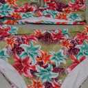 Herseas Womens 2 Piece High Waisted U Wire Bikini Set Floral Print Swimsuit Crisscross Back Bathing Suit Beach Swimwear (XX-Large, Green Pink Lily)