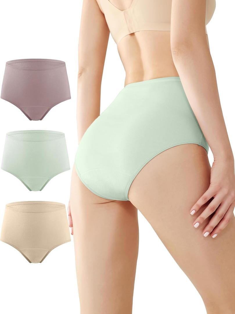 BATTEWA Incontinence Underwear for Women,Leak Proof Underwear Washable Absorbency Cotton Panties Bladder Leakage Protective 50ML(3Color,Large,3-Pack)