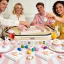 2 x 50PCS Easter Mahjong Party Cocktail Napkins, Pink Watercolor Bunny Mahjong Disposable Paper Beverage Napkins for Spring Holiday Dinner Wedding Baby Shower Birthday Party Supplies