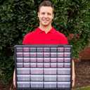 Akro-Mils 44-Drawer Plastic Drawer Storage Cabinet for Garage Organization, Bead Organizer, Building Bricks Storage, Teacher Toolbox, Makeup Organizer, 20" W x 6" D x 16" H,  Black