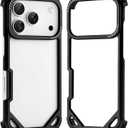 Metal Bumper Case for iPhone 17 Pro, Aluminum Alloy Frame Hollow Back Design Compatible with Magsafe, Minimalist Slim Shockproof Cool Cover Hard Shell, Raised Edge Protection, Black