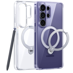 TORRAS Q3 Spin for Samsung Galaxy S26 Ultra Case with Kickstand, Compatible with Magsafe, Slim Hard PC Protective S26 Ultra Clear Case with 360 Magnetic Stand, Transparent Clear