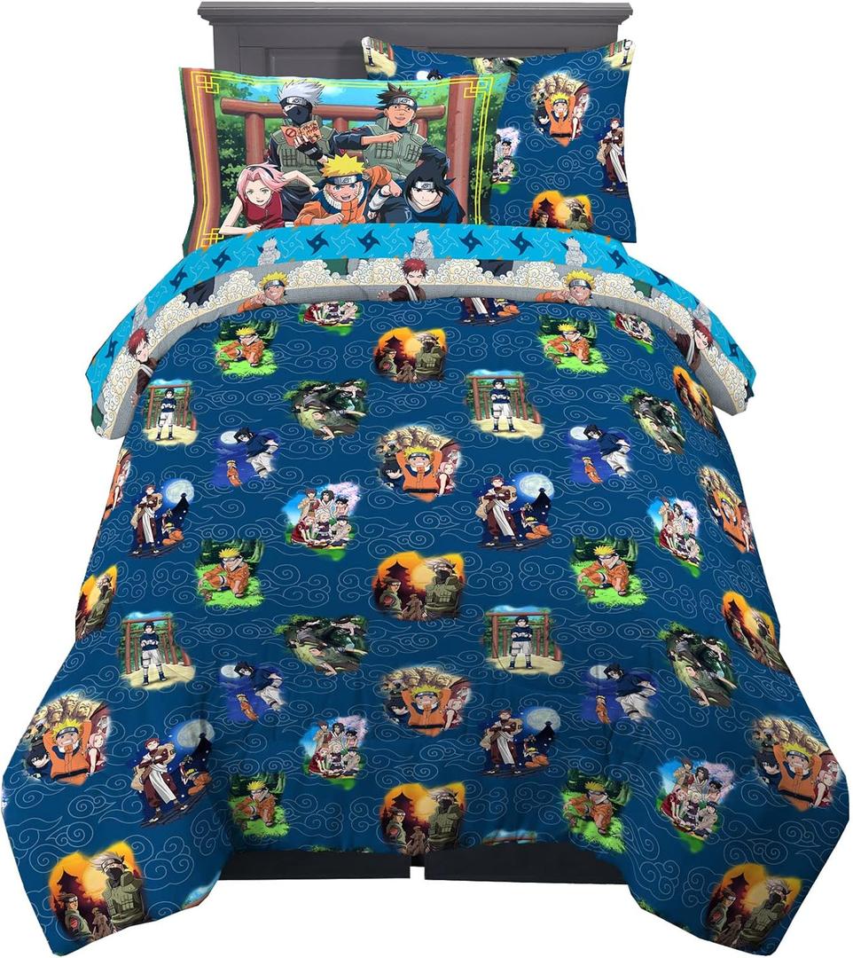 Naruto Anime Bedding Super Soft Comforter And Sheet Set With Sham, 5 Piece Twin Size, By Franco